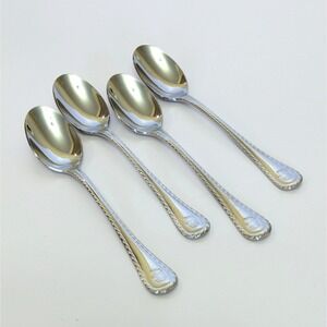 NEW -Wallace BASKETWEAVE Stainless Basket Rope Flatware 6 1/4" Teaspoon Lot Of 4